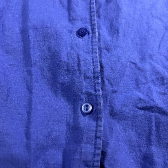 VTG Karen Scott Womens Button Up Blue Short Sleeve Linen Cotton Shirt Size XL - Picture 9 of 11